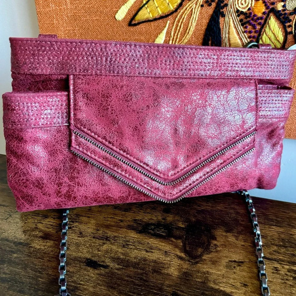 Matt & Nat Handbags - Matt & Nat| Vintage Red Leather Multi Compartment Chain strap Crossbody Bag